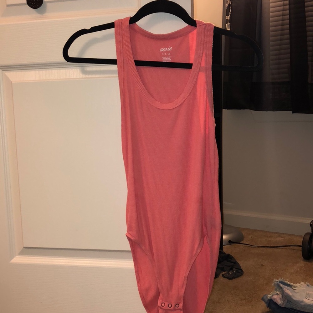 women’s ribbed pink bodysuit